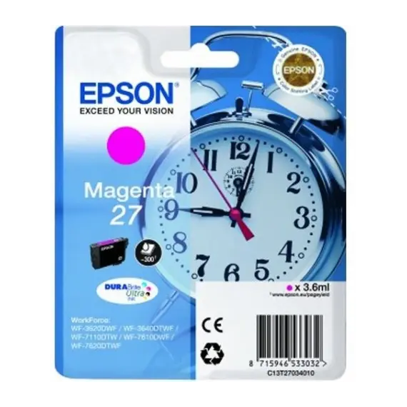 Tinteiro EPSON 27 Magenta + Alarme RF - WF36xx/7110/7210/76xx/77xx