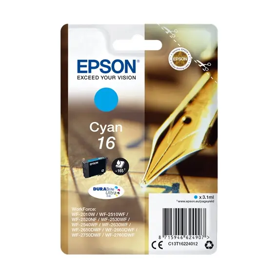 Tinteiro EPSON 16 Ciano + Alarme RF - WF-2010/251xx/26xx/27xx