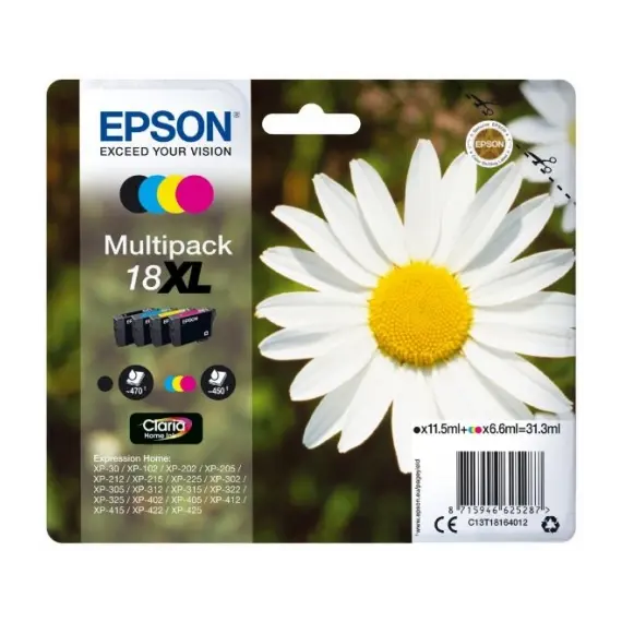 Tinteiro EPSON 18 Multipack 4 Cores XL + Alarme RF - XP-30/x02/x05/x12/x15/x22/x25