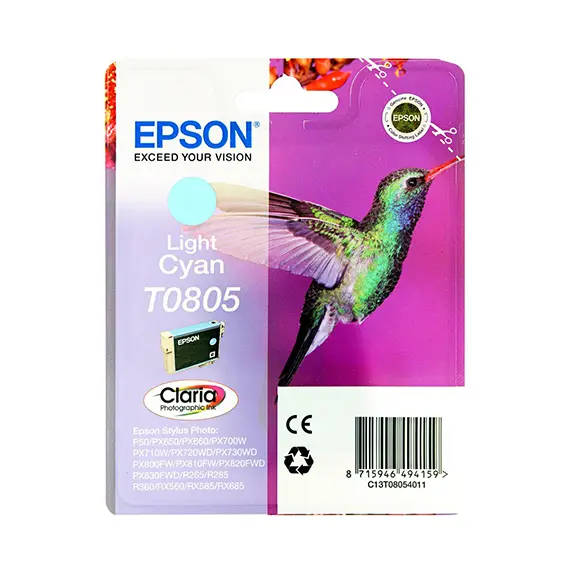 Tinteiro EPSON T0805 Ciano Claro - Stylus Photo P50/PX6xx/PX7xx/PX8xx/R2xx/R360/RX560/RX585/RX685