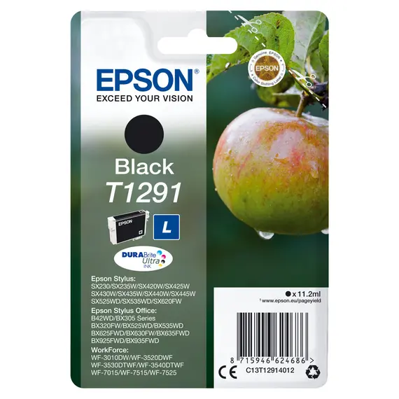 Tinteiro EPSON T1291 Preto L - Stylus B42,BX3xx/5xx/6xx/9xx,SX4xx/5xx/620