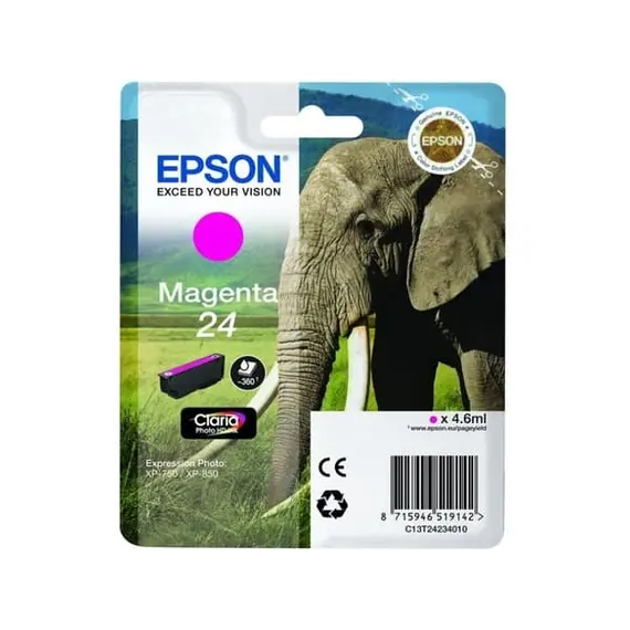 Tinteiro EPSON 24 Magenta Claro XL + Alarme RF- Expression Photo XP-55/750/760/850/860/950/960