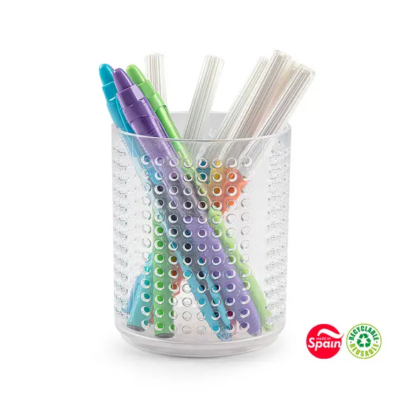 Porta Lápis Plástico Redondo Transparente 359 | Organização Escolar de Qualidade