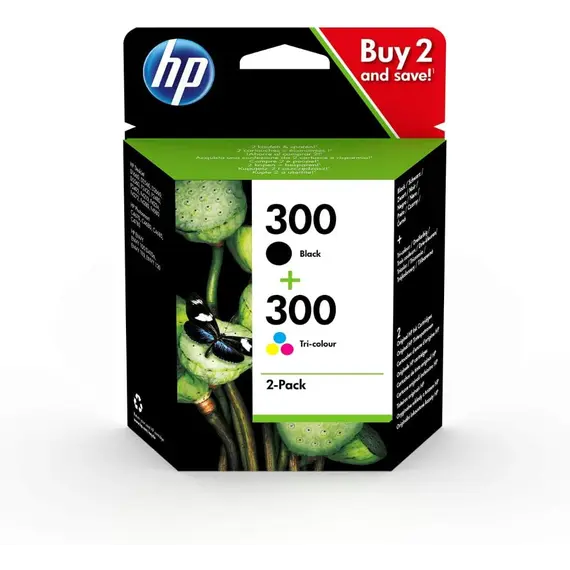 HP 300 original Ink cartridge black and tri-colour standard capacity 2 x 4ml bk: 200p cl: 165p 2-pack Blister multi tag
