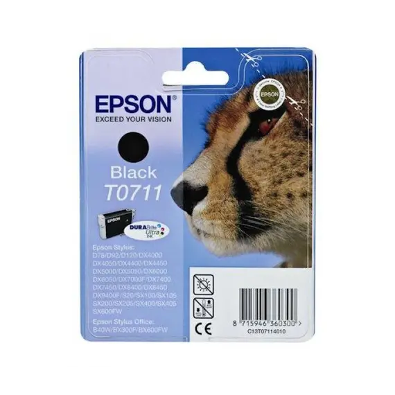 Tinteiro EPSON T0711 Preto - B40/110, BX3xx/600, D120, DX74xx/84xx/9400, SX2xx/4xx5/5xx/6xx
