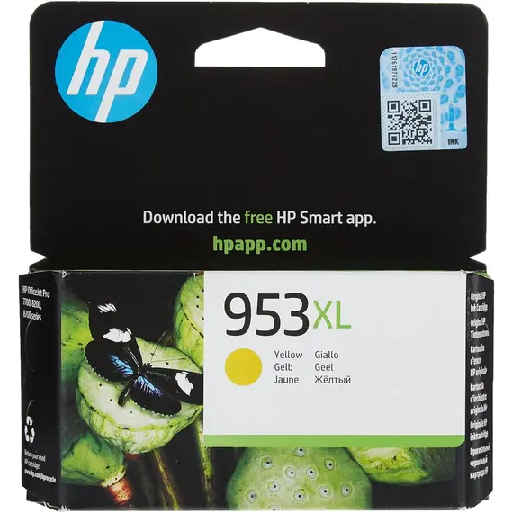 HP 953XL original High Yield Ink cartridge F6U18AE 301 Yellow Blister