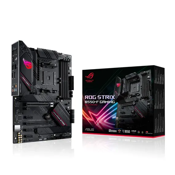 ASUS ROG STRIX B550-F GAMING ATX MB PCIe 4.0-ready dual M.2 USB3.2 Gen 2 Type-C plus HDMI2.1 and DisplayPort1.2 output support