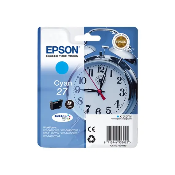Tinteiro EPSON 27 Ciano - WF36xx/7110/7210/76xx/77xx