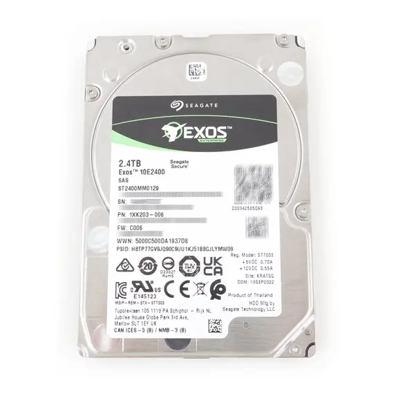 SEAGATE EXOS 10E2400 Ent.Perf. 10K 2.4TB w/Enhanced Cache HDD 512e/4Kn FastFormat 10000rpm 256MB cache SAS 12Gb/s 6.4cm 2.5inch SED