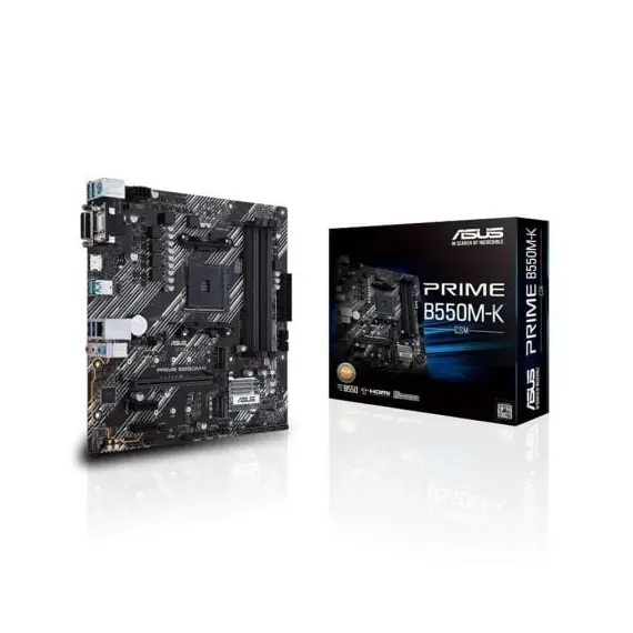 ASUS PRIME B550M-K mATX MB dual M.2 PCIe 4.0 1Gb Ethernet HDMI/D-Sub/DVI SATA 6Gbps USB3.2 Gen 2 Type-A