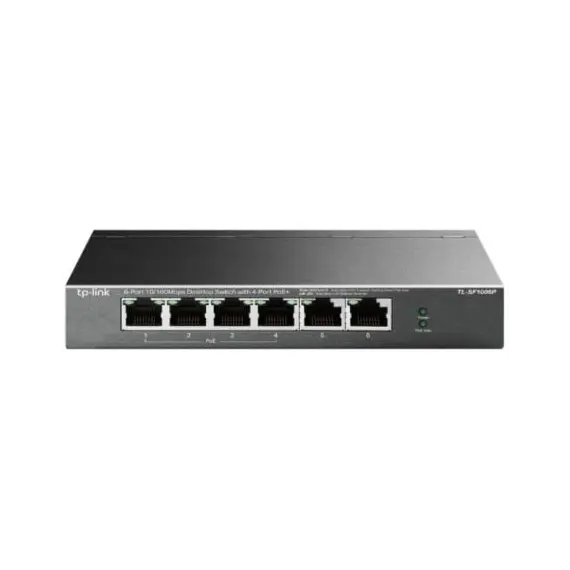 TP-LINK TL-SF1006P 6-Port 10/100 Mbps Steel Desktop Switch with 4-Port PoE+ 67W PoE budget