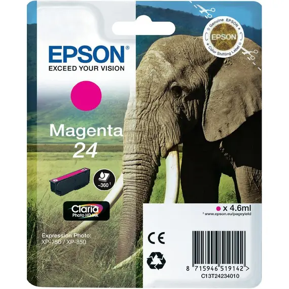 Tinteiro EPSON 24 Magenta - Expression Photo XP-55/750/760/850/860/950/960