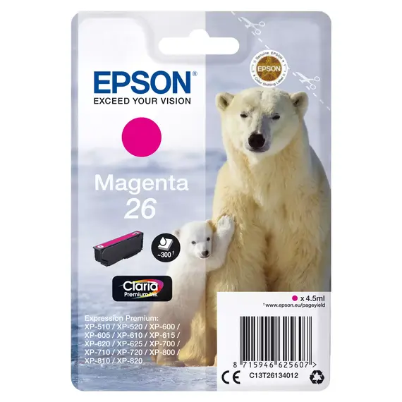 Tinteiro EPSON 26 Magenta - Expression Premium XP-5xx/6xx/7xx/8xx