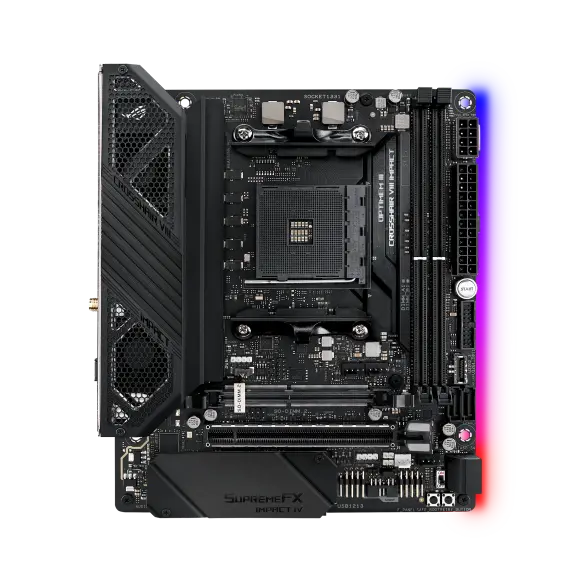 ASUS ROG CROSSHAIR VIII IMPACT AMD AM4 X570 Mini-DTX enthusiast gaming SO-DIMM.2 card dual M.2 Wi-Fi 6 802.11 ax PCIe 4.0