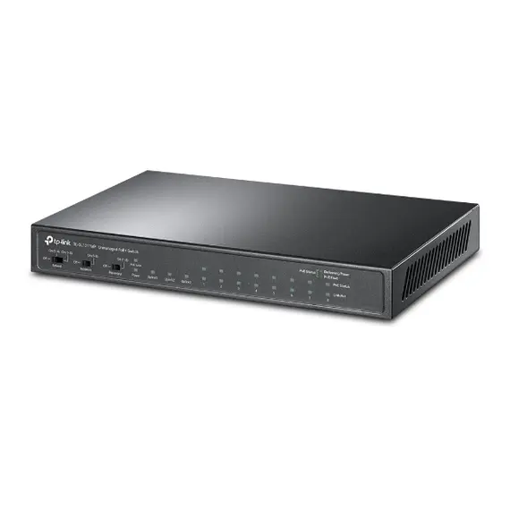 TP-LINK TL-SL1311MP 8x10/100 PoE+ 2x Gigabit Non-PoE Ports 1x Gigabit SFP Slot 124W PoE budget Desktop Steel Case