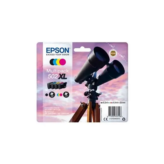 Tinteiro EPSON 502 Multipack 4 Cores XL Black/Std. + Alarme RF - XP-5100/5, WF-2860/5