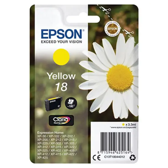 Tinteiro EPSON 18 Amarelo - XP-30/x02/x05/x12/x15/x22/x25