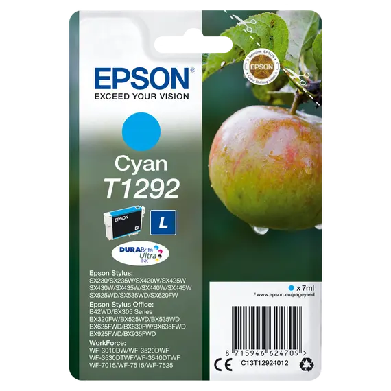 Tinteiro EPSON T1292 Ciano L - Stylus B42,BX3xx/5xx/6xx/9xx,SX4xx/5xx/620