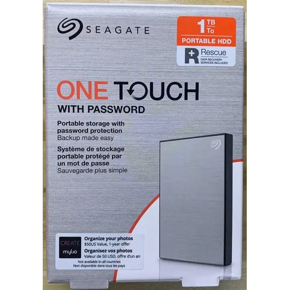 SEAGATE One Touch 1TB External HDD with Password Protection Silver