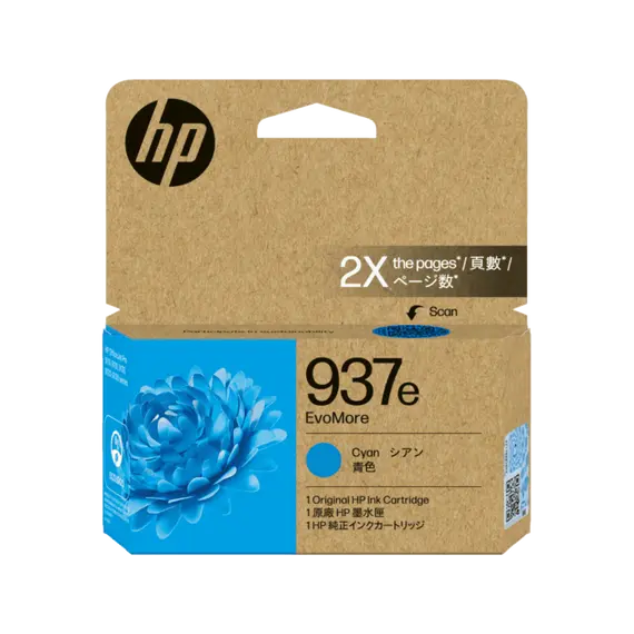 HP 937e EvoMore Cyan Original Ink Cartridge