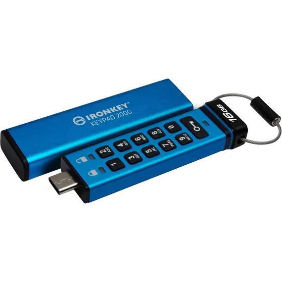 KINGSTON 16GB USB-C IronKey Keypad 200C FIPS 140-3 Lvl 3 Pending AES-256