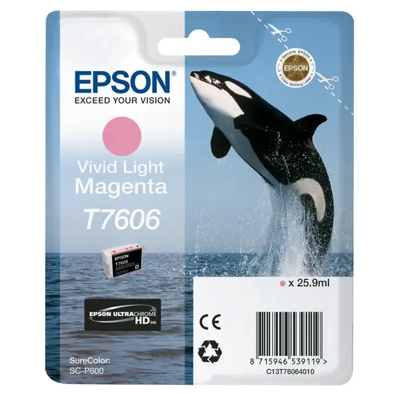 EPSON 5LB T7606 Viv Light Magenta ink cartridge high capacity vivid magenta clair 25 9ml 2849 pages 1-pack