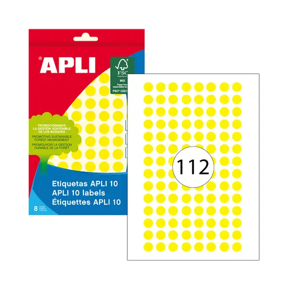 Etiquetas Redondas Amarelas 10mm - Pack de 1008 unidades | Loja BluePixel