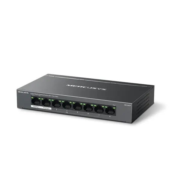 TP-LINK MERCUSYS 8-Port Gigabit Desktop Switch with 7-Port PoE+ 1x Gigabit Non-PoE Ports