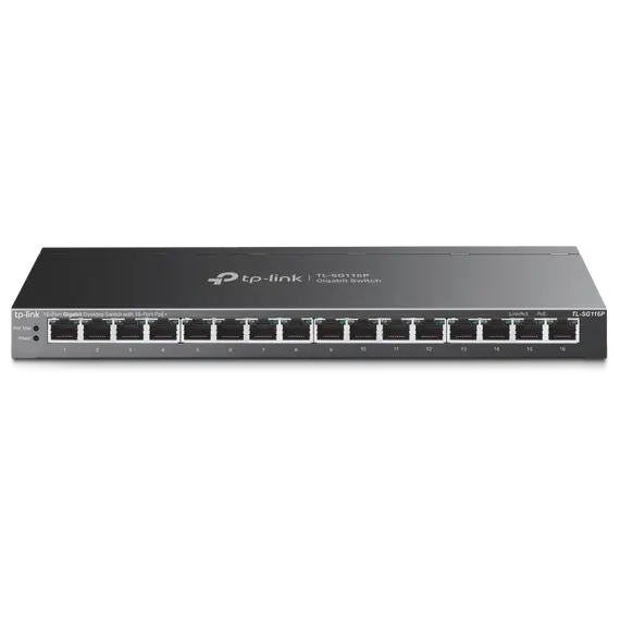 TP-LINK 16Port Gigabit Desktop Switch with 16Port PoE+ 16x Gigabit PoE+ Ports 802.3at/af 120W PoE Power Desktop Steel Case