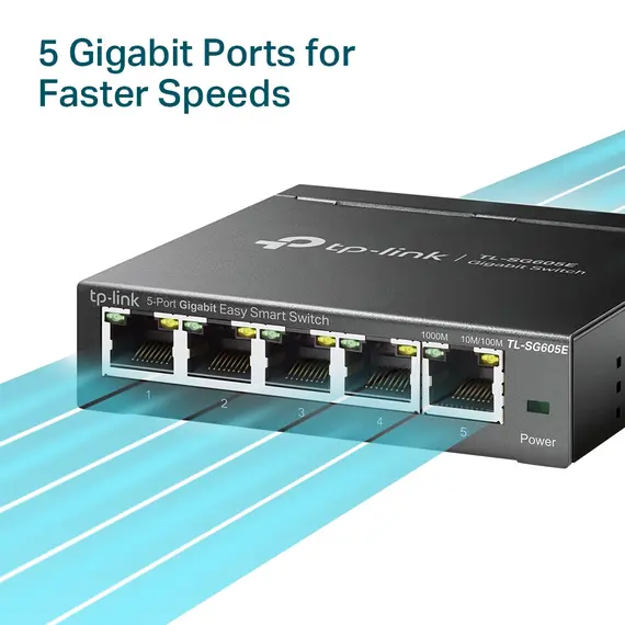 TP-LINK 5Port Gigabit Easy Smart Switch with 4Port PoE+ 4x Gigabit PoE+ Ports 1x Gigabit Non-PoE Ports 802.3af/at 120W PoE Power