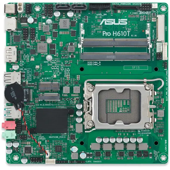 ASUS PRO H610T-CSM LGA1700 2DDR5 Thin Mini ITX 2xSATA MB 1xHDMI 1xDP 1xLVDS 3xM.2