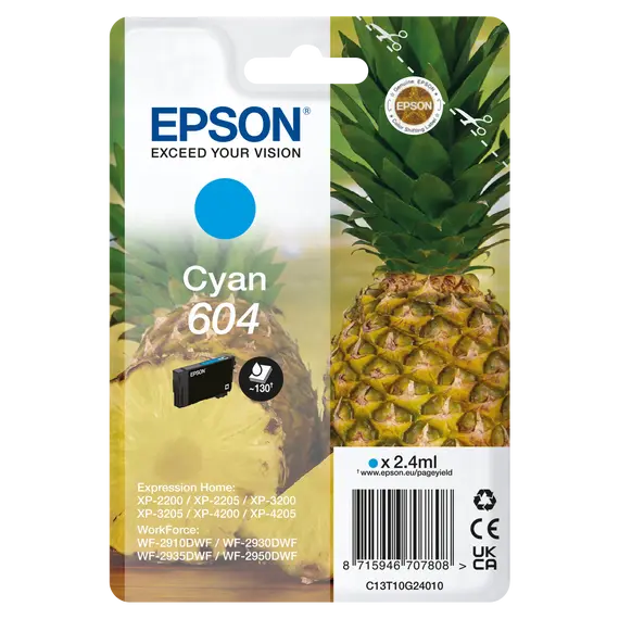 EPSON 4LB Singlepack Cyan 604 Ink w/s