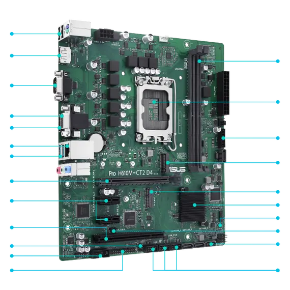 ASUS PRO H610M-CT2 D4-CSM LGA1700 2DDR4 microATX 4xSATA MB 1xD-Sub 1xM.2 1xPCIe 4.0