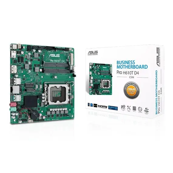 ASUS PRO H610T D4-CSM LGA1700 DDR4 1xHDMI 2.1 1xDP 1xPCIe 2xM.2 2xSATA 4xUSB Thin Mini ITX MB