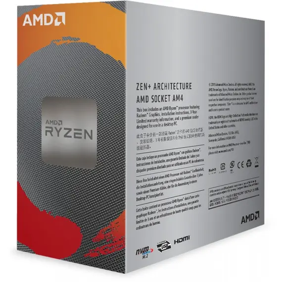 CPU AMD Ryzen 3 3200G 4GHz AM4 4C/4T 65W 6MB with Wraith Stealth Cooler BOX