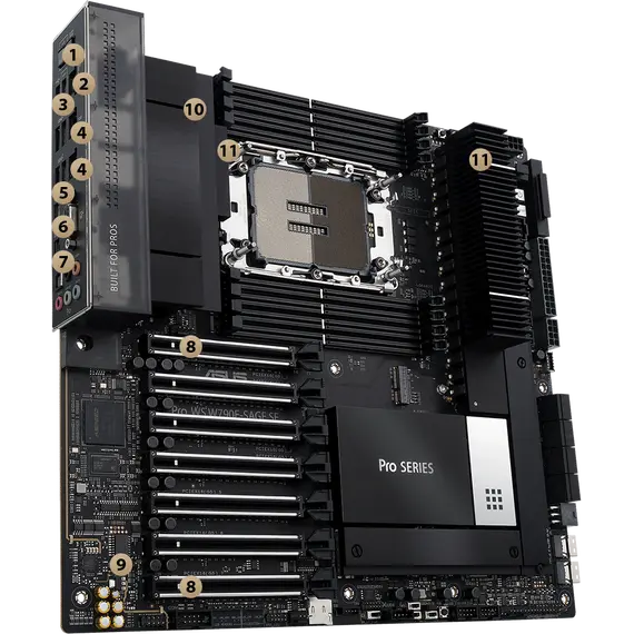 ASUS PRO WS W790E-SAGE SE LGA4677 ATX 8xDDR4 7xPCIe 4.0 x16 8xSATA 3xM.2