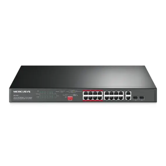 TP-LINK MERCUSYS 16-Port 10/100Mbps + 2-Port Gigabit Rackmount Switch with 16-Port PoE+