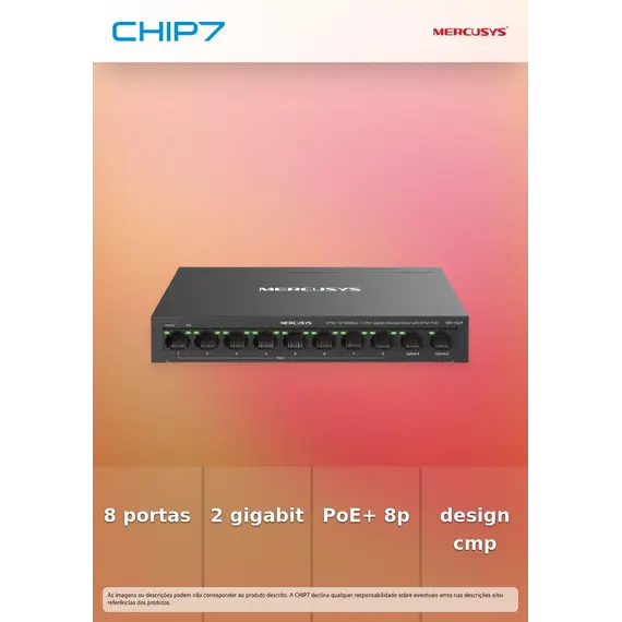 TP-LINK MERCUSYS 8-Port 10/100Mbps + 2-Port Gigabit Desktop Switch with 8-Port PoE+