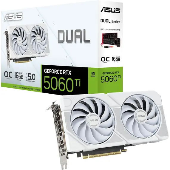 ASUS Dual GeForce RTX 5060 Ti 16GB GDDR7 White Edition PCIe 5.0 DLSS 4 HDMI 2.1b DisplayPort 2.1b
