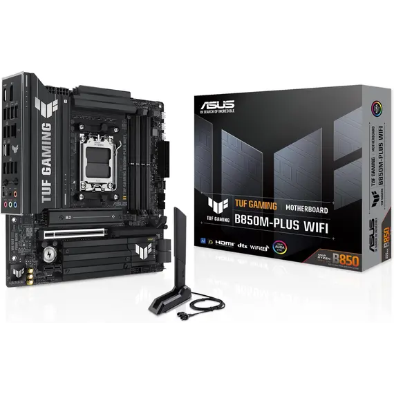 ASUS AMD B850 mATX motherboard DDR5 PCIe 5.0 3xM.2 1xHDMI 1xDisplayPort 4xSATA