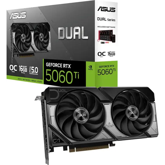 ASUS Dual GeForce RTX 5060 Ti 16GB GDDR7 White OC Edition PCIe 5.0 DLSS 4 HDMI 2.1b DisplayPort 2.1b