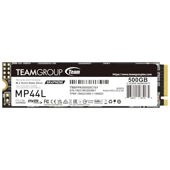 TEAM GROUP SSD MP44L NVME 500GB M.2 PCIE 4.0