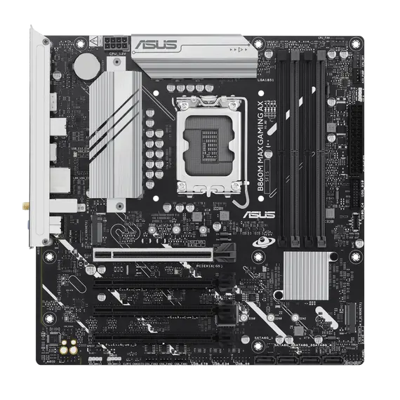 ASUS B860M MAX GAMING AX Intel LGA1851 mATX motherboard Advanced AI 4xDDR5 PCIe 5.0 x16 3xM.2 1xDisplayPort 4xSATA