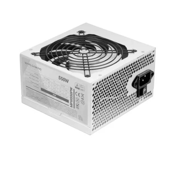 MARS GAMING MPIII550P 550W DC-DC ATX PSU APFC 85 EF SMD AI-RPM ULTRA SILENT 5 YEARS WARRANTY PCI-E BLACK FLAT CABLES WHITE