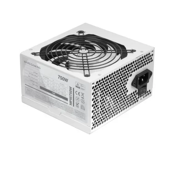 MARS GAMING MPIII 750W ATX PSU APFC 85 EF SMD AI-RPM ULTRA SILENT 5 YEARS WARRANTY BLACK FLAT CABLES WHITE