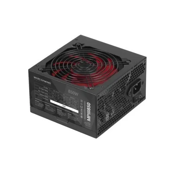 MARS GAMING PSU MPIII 850W, 85% EFFICIENCY, SMD, BLACK CABLES, SILENT, 5 YEARS WARRANTY