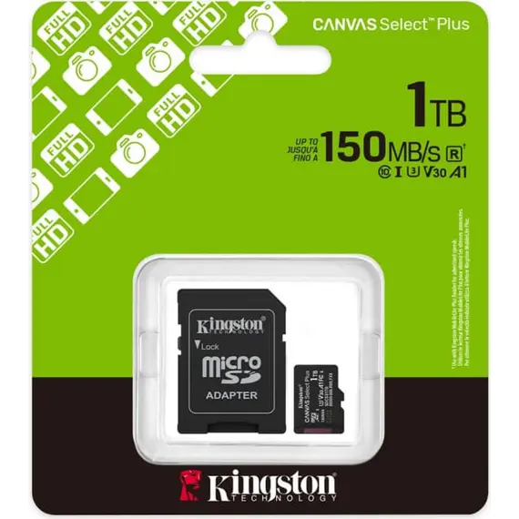 KINGSTON 1TB microSDXC Canvas Select Plus Gen3 150MB/s A1 Card + Adapter