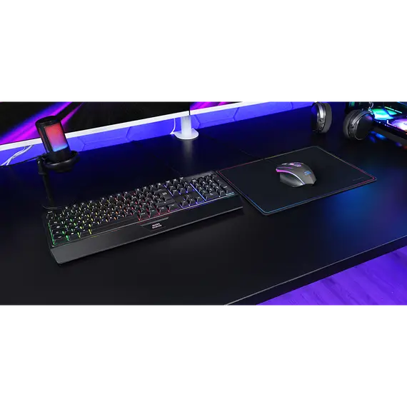 MARS GAMING MK124 H-MECH ERGONOMIC FULL KEYBOARD INTEGRATED PALM REST FRGB RAINBOW LIGHTING ADVANCED ANTI-GHOSTING MULTI-PLATFORM CO