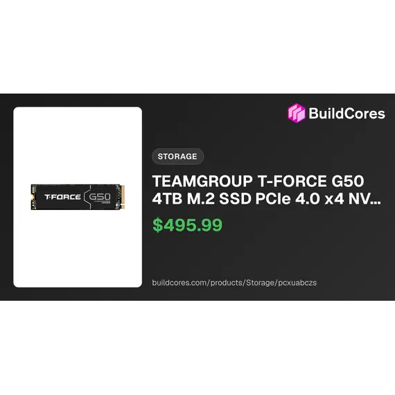TEAM GROUP M.2 PCIe 4.0 NVMe 4TB T-FORECE G50-5000R/4500W SSD