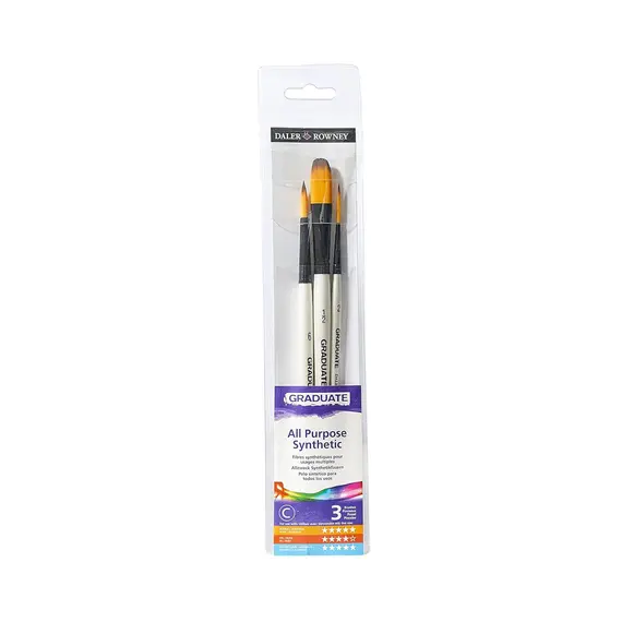 Pack Pincel Aguarela Redondo Oval Liner 3un